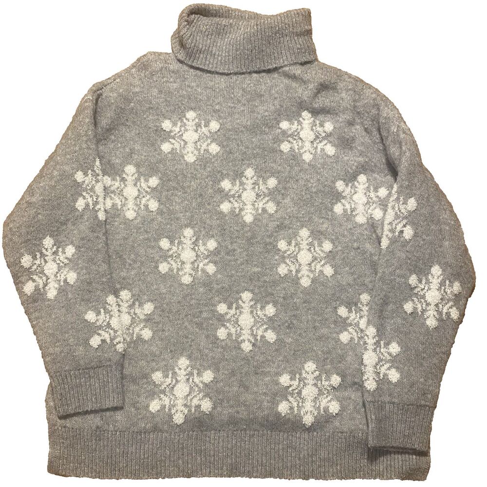 Cupcakes and Cashmere Snowflake Sweater XL Turtleneck Gray Long Sleeve Pullover